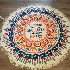 Natural life beach blanket circular